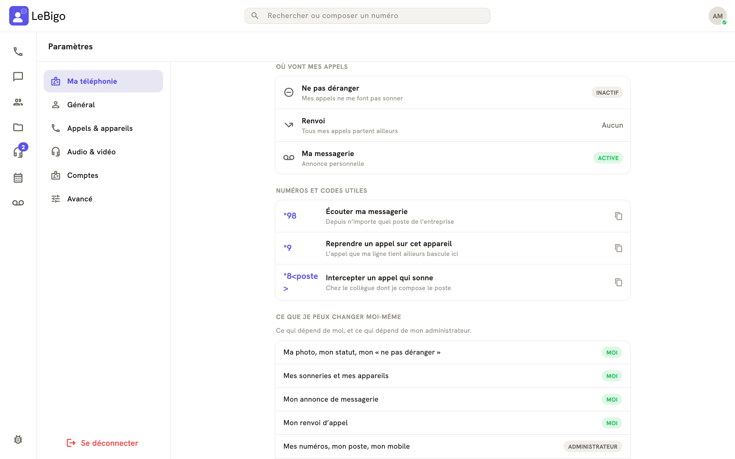 La suite de la page Ma téléphonie : où vont mes appels et les numéros et codes utiles